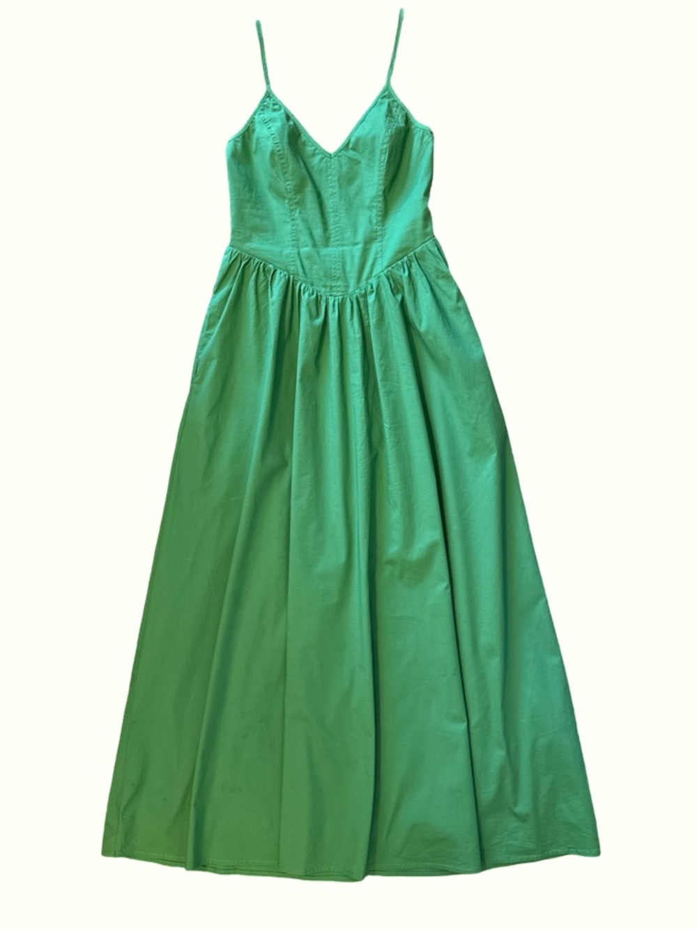 Wayf Green Midi Dress with Spaghetti Straps